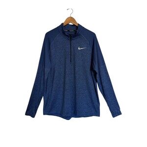 Nike Running Dri-Fit Pullover Mens XL Heather Blue Quarter Zip Long Sleeve Shirt